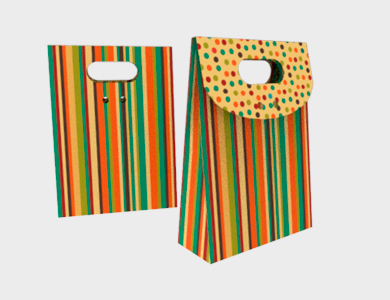 LIS001 - Mini Embalagem para Presente Modelo Listrada Couchê 250g Verniz Total Frente 12x4,5x16,5cm - 4x0 - 100 unid