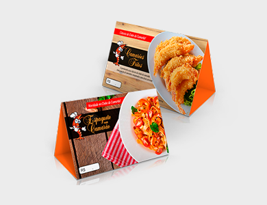 Prisma de Mesa Horizontal Couchê 300g Laminação Fosca com Verniz Localizado e Hot Stamping 15x10cm - 4x0 - 500 unid